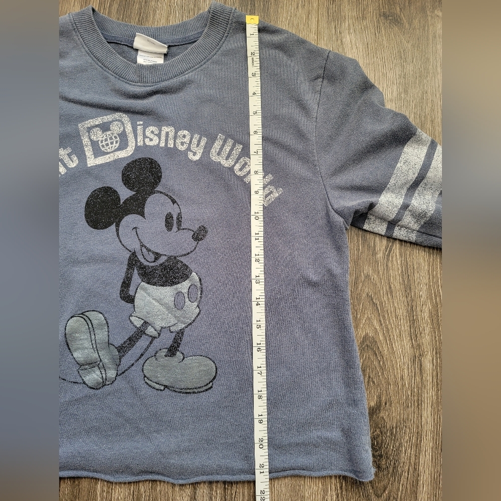 Disney World Retro Vintage Style Crop Long Sleeve Tee - Blue - Women's Medium - Picture 4 of 6
